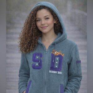 Vintage Scooby-Doo Fleece Zip Hoodie Embroidered SD (Fits M)
